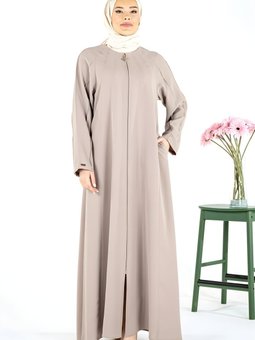 Bej Vadi Beden Kuplu Nervürlü Kollu Ferace