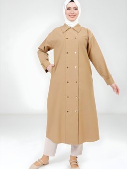 Camel Giy Çık Düğmeli Kap