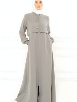 Gri Spor Ribanalı Ferace