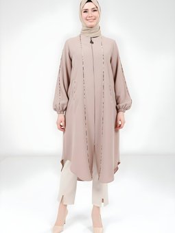 Kahverengi Giy Çık Biyeli Kap