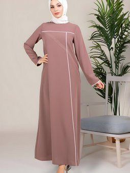 Kahverengi Spor Seden Biyeli Elbise