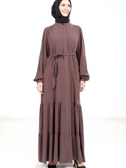 Kapuçino Tarsus İki Katlı Büzgülü Seyyar Kemerli Ferace