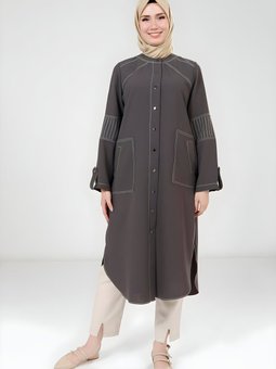 Koyu Gri Spor Dikişli Giy Çık Kap