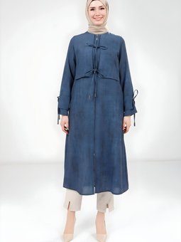 Lacivert Düğüm Detaylı Giy Çık Kap