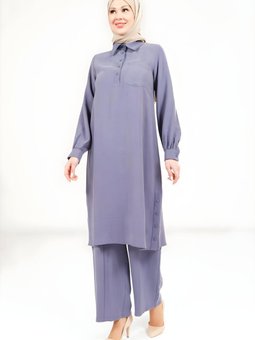 Lacivert Rahat Kesim Pantolon Tunik Takım