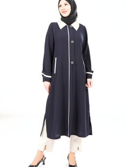 Lacivert Yakalı Giy Çık