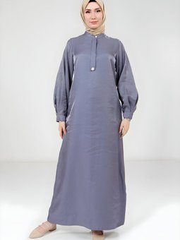 Parlak Kumaş Taş Broşlu Abiye Elbise