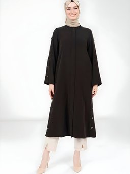 Siyah Düğme Detaylı Giy Çık Kap