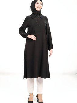 Siyah Kolu Apoletli Tunik