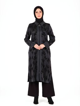 Siyah Yaprak Desenli Giyçık Kap