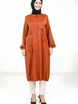 Turuncu Fermuarlı Giy Çık Kap