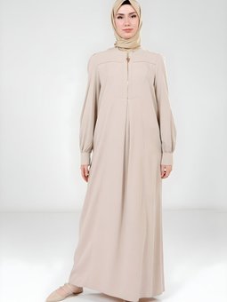 Vizon Yaka Fermuarlı Elbise