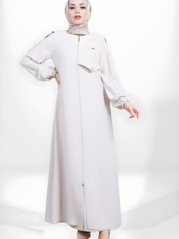 Yeşil Fermuarlı Apoletli Kolu Lastikli Ferace