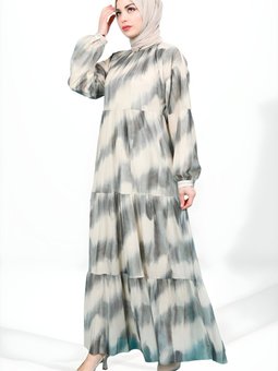 Yeşil Tül Katlı Elbise