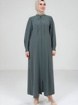 Yeşil Zincir Taşlı Ferace