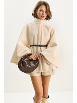 Buklet Kumaş Araboy Kemerli Kaşe Bej Panço