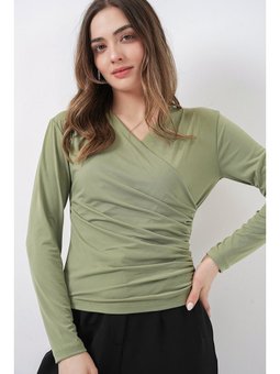 Anvelop Yaka Sandy Çağla Bluz