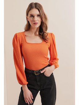 Uzun Kollu Turuncu Bluz
