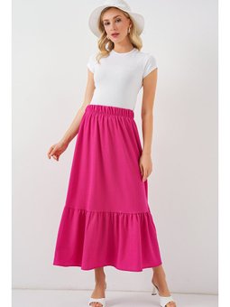 Uzun Örme Koyu Pembe Etek