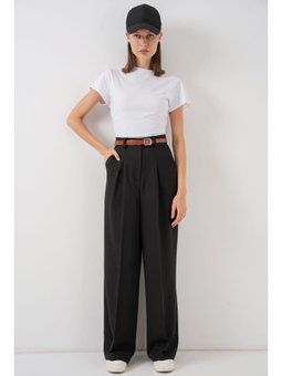 Yüksek Bel Palazzo Siyah Pantolon