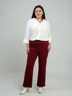 Beli Lastikli En Boy Likralı Örme Krep Çımalı Büyük Beden Palazzo Ns Tasarım Pantolon Bordo