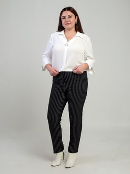 Boyuna Çizgili Cepli Büyük Beden Scuba Ns Tasarım Pantolon Siyah