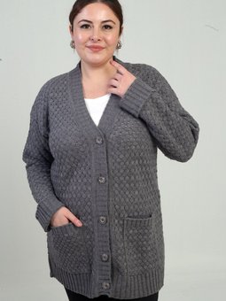 Sepet Örgü Model Cepli Tunik Ns Tasarım Hırka Gri