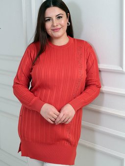 Yanı Taş Detaylı Büyük Bedentunik Ns Tasarım Bluz Oranj