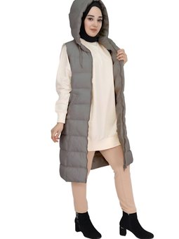 Gri Dolum Şişme Cepli Yelek