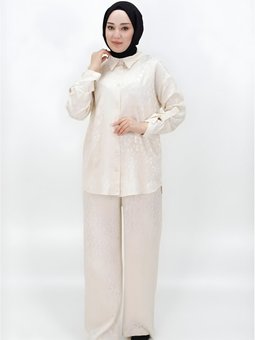 Gri Jakar Kumaş Desenli İkili Takım