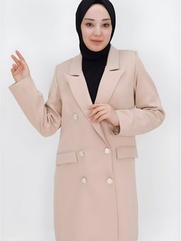 Kruvaze Yaka Taş Sahte Cep Detaylı Blazer Ceket