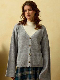 İspanyol Kol Triko Gri Hırka