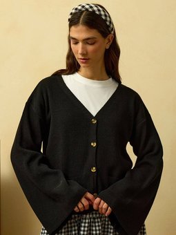 İspanyol Kol Triko Siyah Hırka