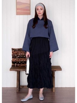 Kraş Kat Kat Lacivert Etek