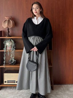 Pötikare Fırfır Detay Poliviskon Siyah Etek