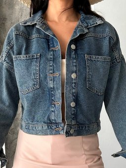 Kot Çift Cepli Denim Ceket Kahve Tint