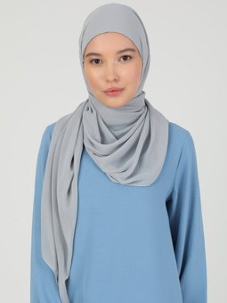 Hijablı Şifon Açık Gri Şal