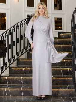 Açelya Gri Abiye Elbise