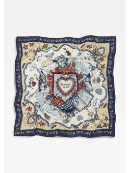 Beauty And The Beast Desen Floş Viskon Eşarp Mıdnıght Blue