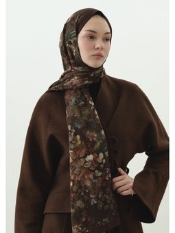 Dark Beauty Desenli Pamuk Viskon Bordo Şal