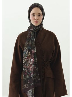 Dark Beauty Desenli Pamuk Viskon Mürdüm Şal
