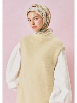 Faırytale Castle Desen Floş Viskon Eşarp Cream