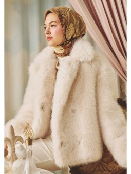 Faırytale Castle Desen Floş Viskon Eşarp Toffeenut