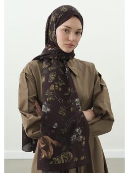 Gısele Desenli Pamuk Viskon Bordo Şal