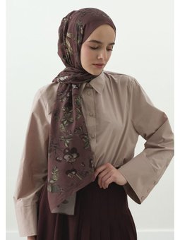 Gısele Desenli Pamuk Viskon Şal Gülkurusu
