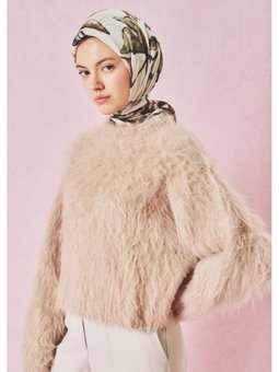 Love In Bloom Desen Floş Viskon Eşarp Brown