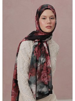 Love In Bloom Desen Vual Siyah Şal