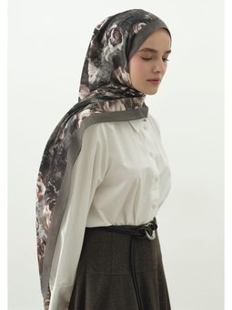 Madeleıne Desenli Pamuk Viskon Gri Şal