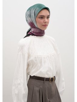 Ombre Desen Pamuklu Viskon Mint Yeşili Eşarp