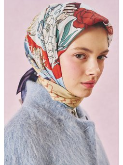 Once Upon A Love Desen Floş Viskon Eşarp Mıdnıght Blue